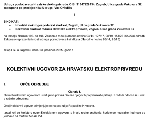 Preuzmite ili pogledajte Kolektivni ugovor za HEP grupu, 2025 godine